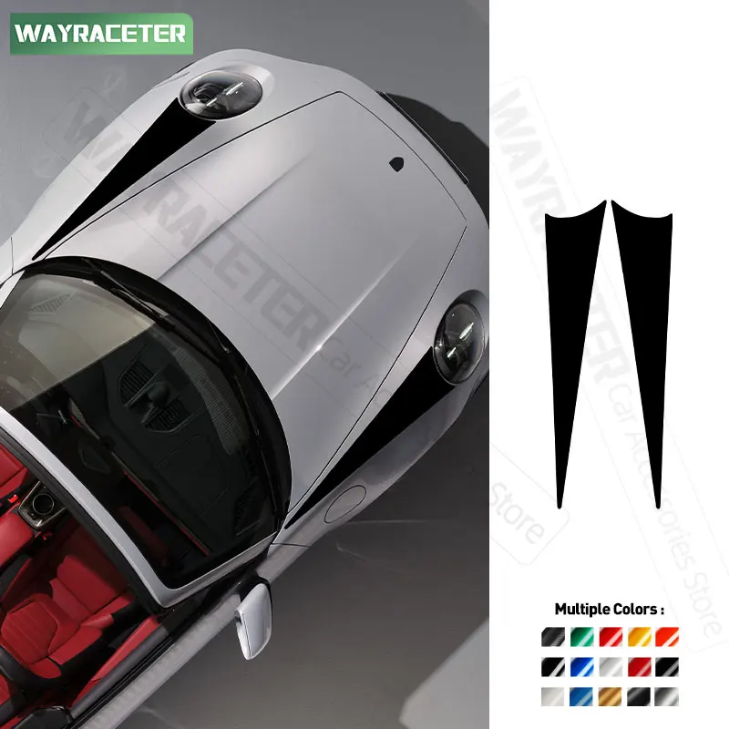 2 Pcs/Set Car Engine Cover Headlight Decoration Carbon Fiber Vinyl Hood Bonnet Stripes Sticker For Porsche 911 992 2020 2026