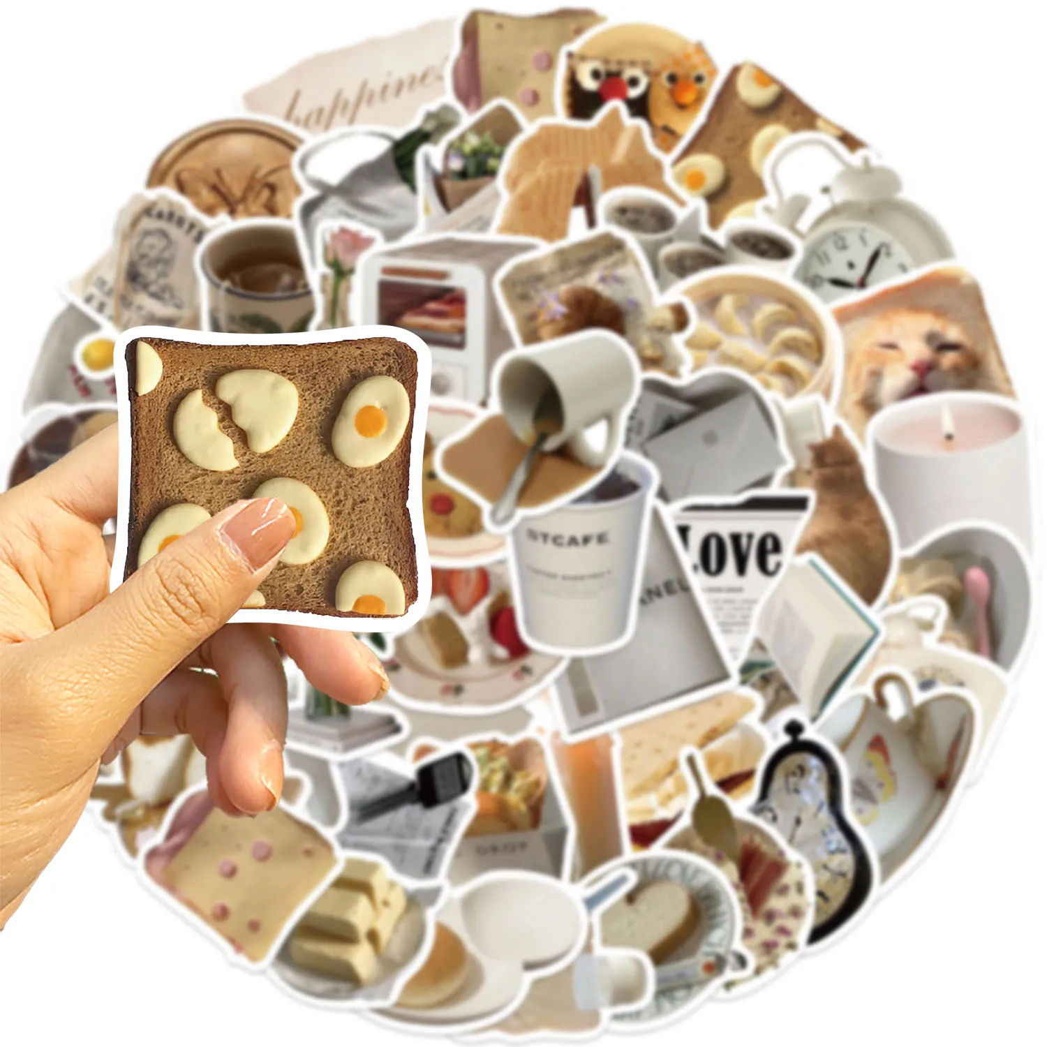 50pcs Breakfast originality Sticker suitable for Notebook computer Luggage  Refrigerator skateboards phone cases sticker