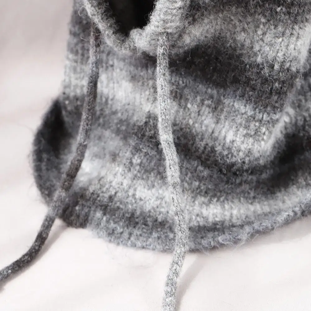 النساء الشتاء الخريف الدافئة بالاكلافا قبعة الكورية INS التعادل صبغ محبوك قبعة قطعة واحدة وشاح موضة شريط Preppy نمط بالاكلافا قبعة #4