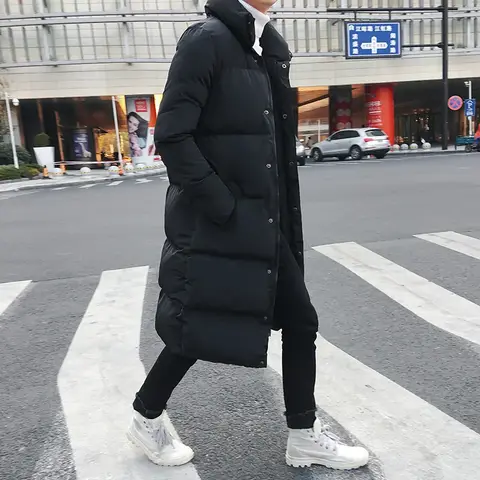 한국어 패션 블랙 코튼 롱 패딩 파카 코트 남성 2025 겨울 캐주얼 Thicken Warm Puffer Jacket Men 한국어 패션 블랙 코튼 롱 패딩 파카 코트 남성 2025 겨울 캐주얼 Thicken Warm Puffer Jacket Men
