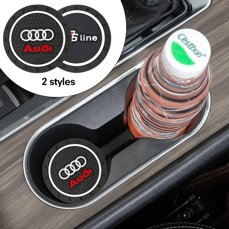 Car Anti-slip cup holder mat set For Audi A3 A4 B5 B6 A3 8P 8V 8L A5 A6 C6 C5 A1 A7 A8 Q2 Q3 TT RS3 RS4 Car Styling Accessories