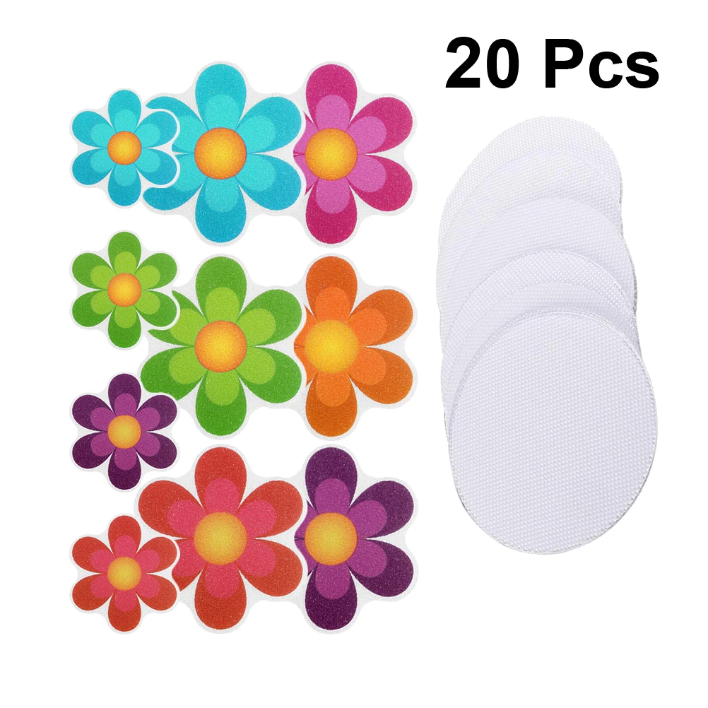 

20pcs Bath Flower Round Adhesive Rubber Decals For Tub Floor Peva Waterproof Safety Decorbathroom Stickers Bathtub Stickers