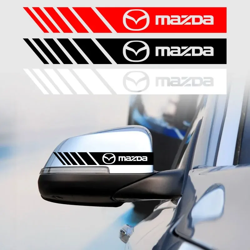 2pcs Car PVC Stripe Racing Strips Rear View Mirror Stickers for Mazda 3 CX3 CX4 CX5 CX7 CX8 CX9 CX30 RX7 Atenza Axela Auto SPEED