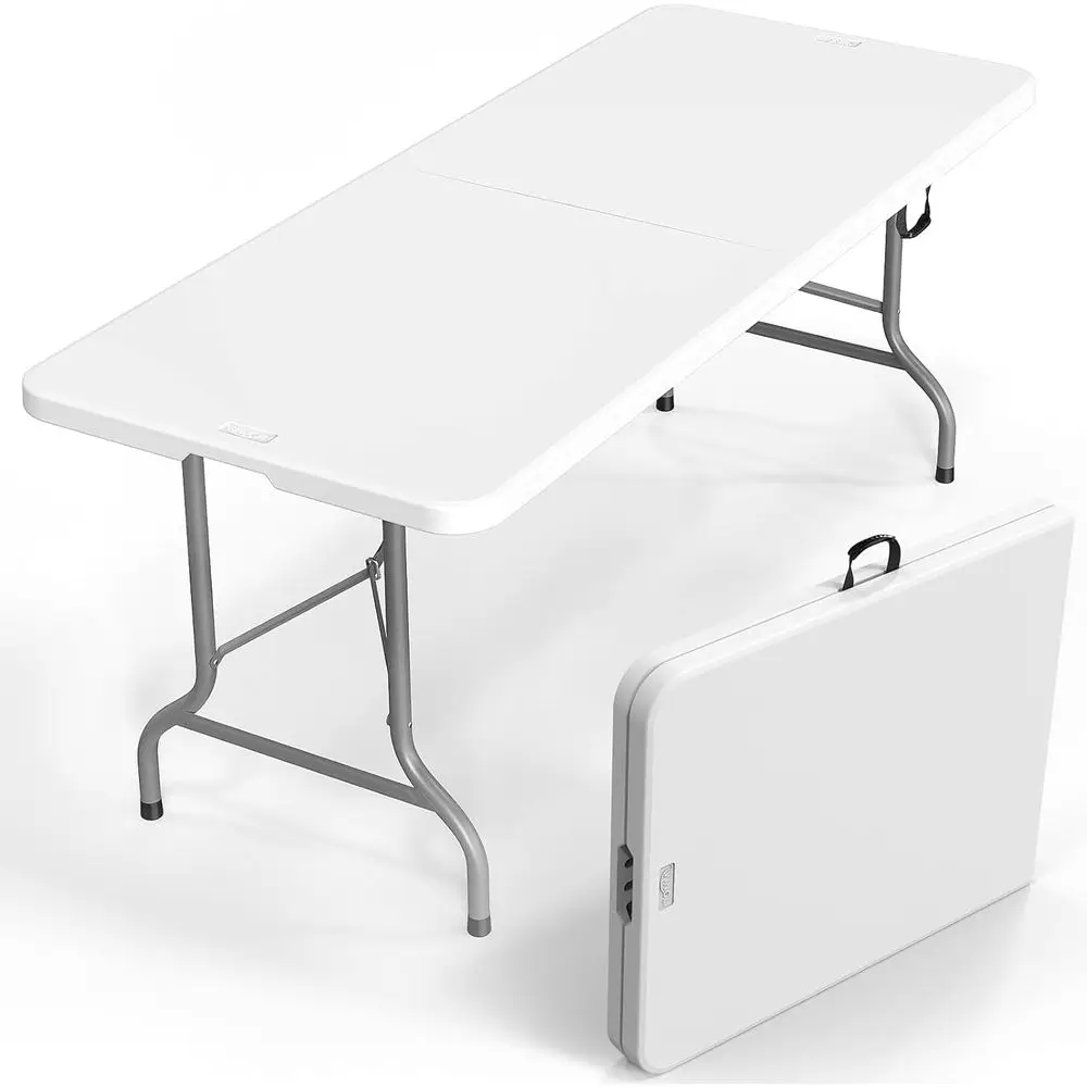 

Portable Folding Table with Smooth HDPE Top, Suitable for Indoor and Outdoor Use, White
