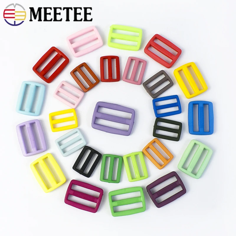 

50/100Pcs 16/20/25mm Plastic Tri-Glide Slider Buckle Color Adjust Loop Clasp Backpack Belt Webbing Hook DIY Sewing Accessories