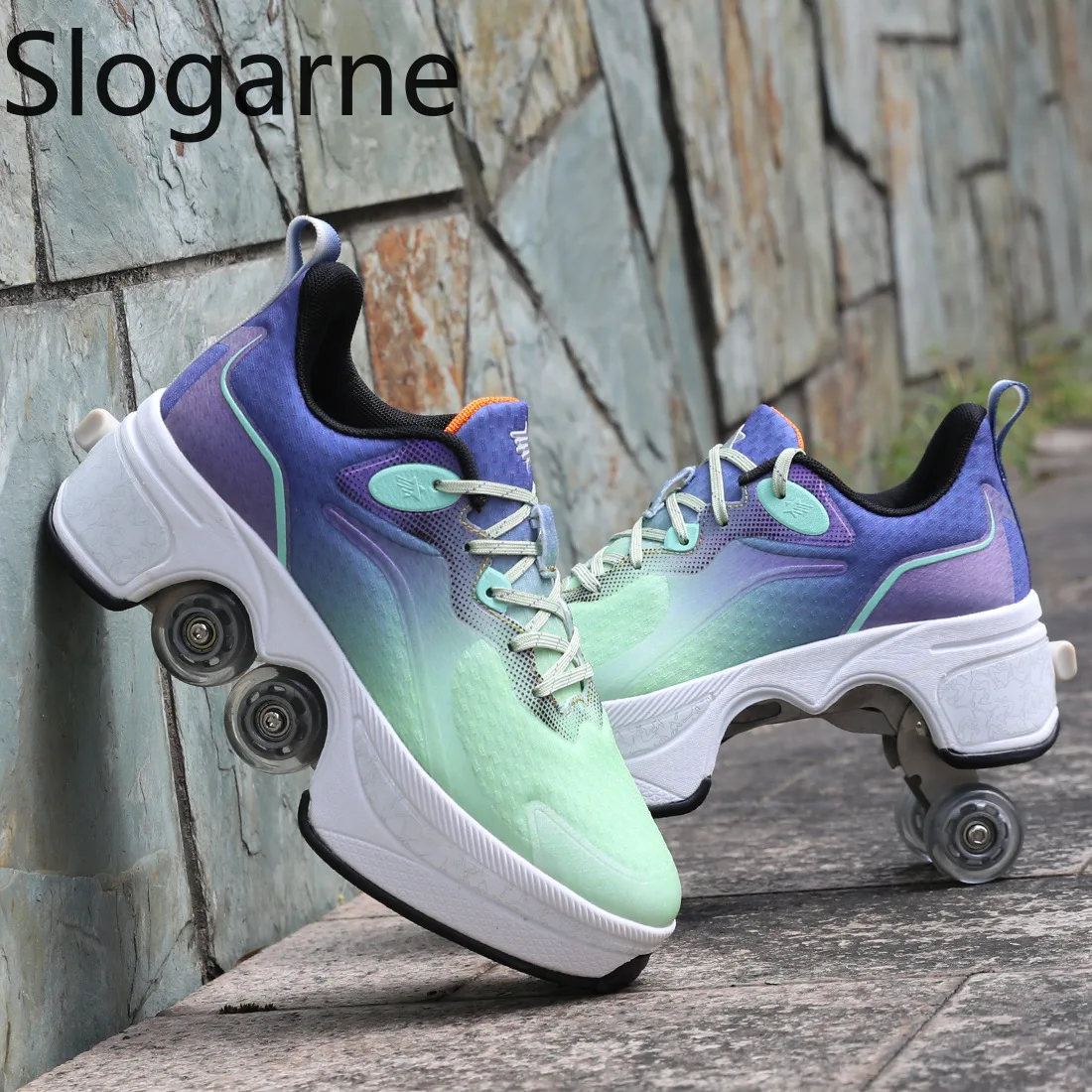 Boys Roller Skates Shoes Girls 4 Wheels Dual Use Deformation Roller Skate Two Row Inline Skates Men Sports Sneakers Woemn Gifts