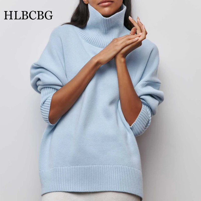 Women\'s Turtleneck Sweaters CHIC Autumn Winter Thick Warm Pullover Top Oversized Casual Loose Knitted Jumper Female Pullovers