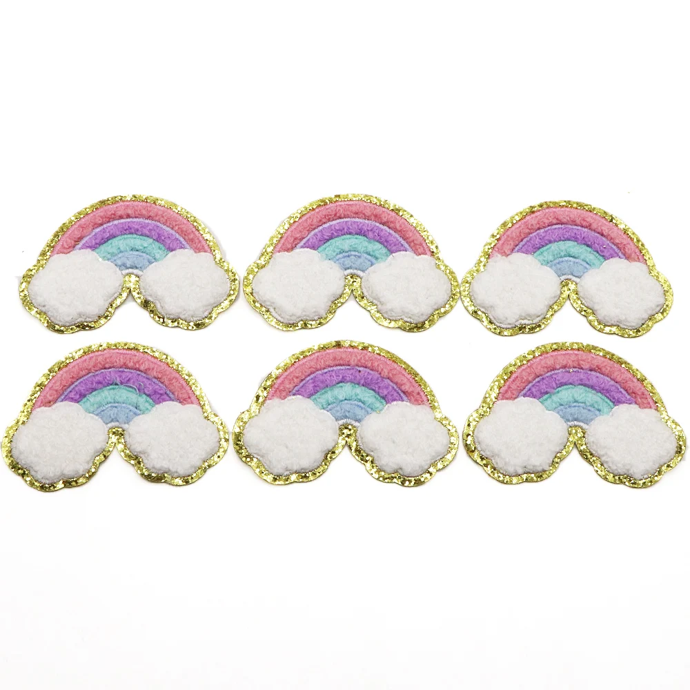 Neue 1PC Rosa Regenbogen Chenille Eisen Auf Gestickte Patchon Kleidung DIY Bügeln Applikationen Patch Für Kleidung Jacke Streifen – Detail 6