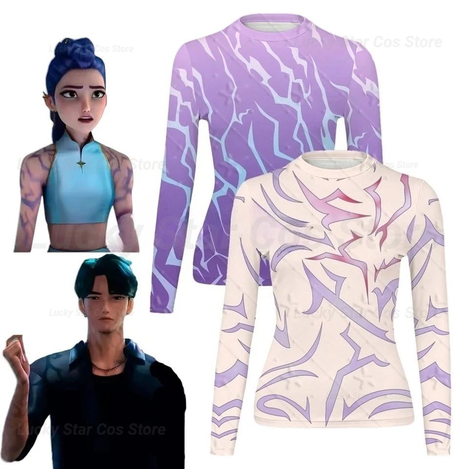 

K-Pop Rumi Jinu Demon Hunters Cosplay Costume Devil Tattoo Printed Shirt Underwear Disguise Halloween Clothes for Kids Girls