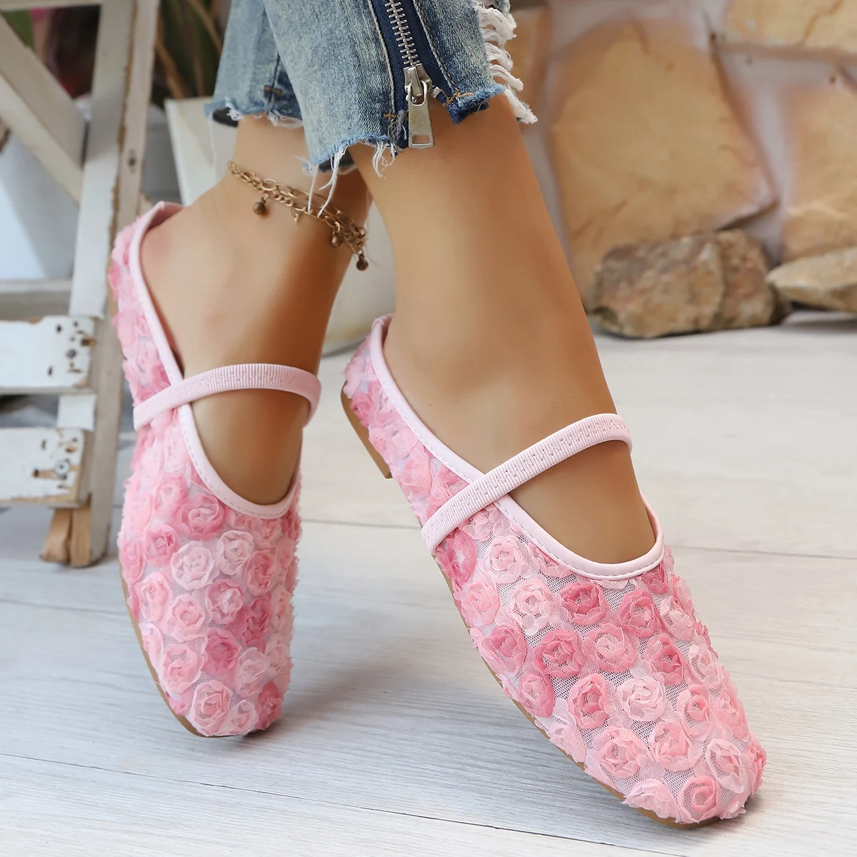 Summer Elegant Square Flower French Sexy Low Order Shoes Fashionable New Elegant Comfortable Mary Jane Women's Shoes