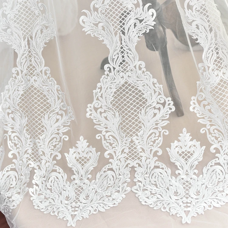 Tecido de renda macia bordado de malha de flor vintage vestido de casamento saia de tule material tecidos para patchwork kumas telas por metros
