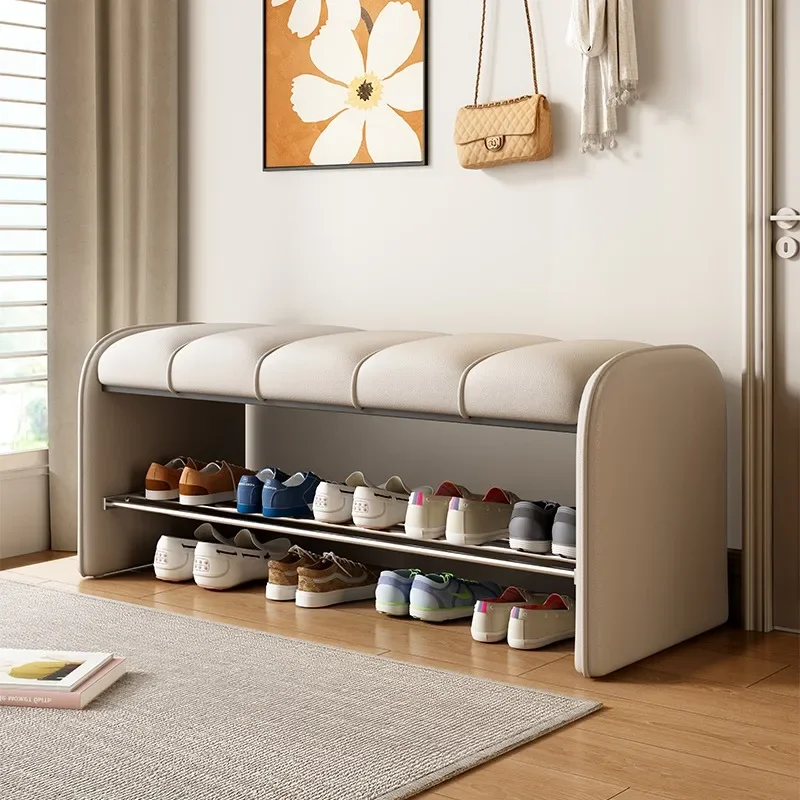 مقعد تغيير الأحذية، خزانة أحذية جالسة، مقعد تغيير الأحذية في باب المنزل، مقعد أريكة طويل فاخر خفيف، مقعد نهاية السرير