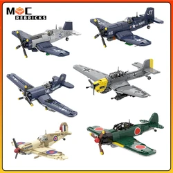 Military Plane Building Block Stuka B-2 Recon Vought Corsair F4U Navy Fighter Spitfire A6M Zero Bomber MOC Model Bricks Toy Gift