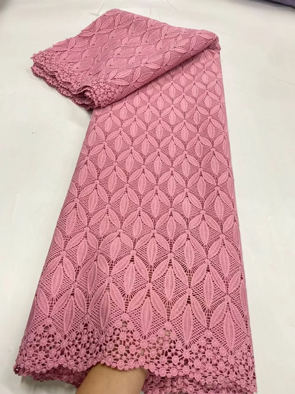 

2026 High-Quality Africa Nigerian Sequins Lace Fabric Cotton Embroidery Tulle for Wedding Party Dress Chiffon 5Yards JL547