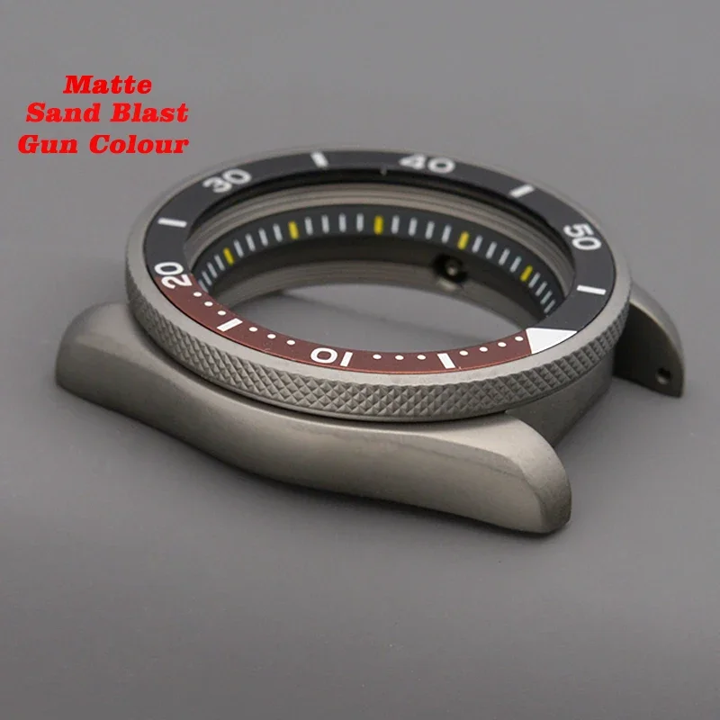 MOD SKX009 SKX007 Men's Watch Case Sand Blast Matte Gun Colour Fit NH34 NH35 NH36 Automatic 316L Stainless Steel Sapphire Glass