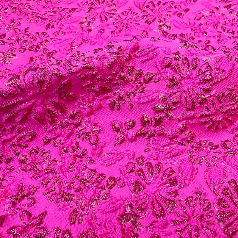 Imagem -04 - Tecido Jacquard Brocado Feminino Rosa Vermelho Saia Moda Vestuário Saia Alta-costura Show Marca Novo