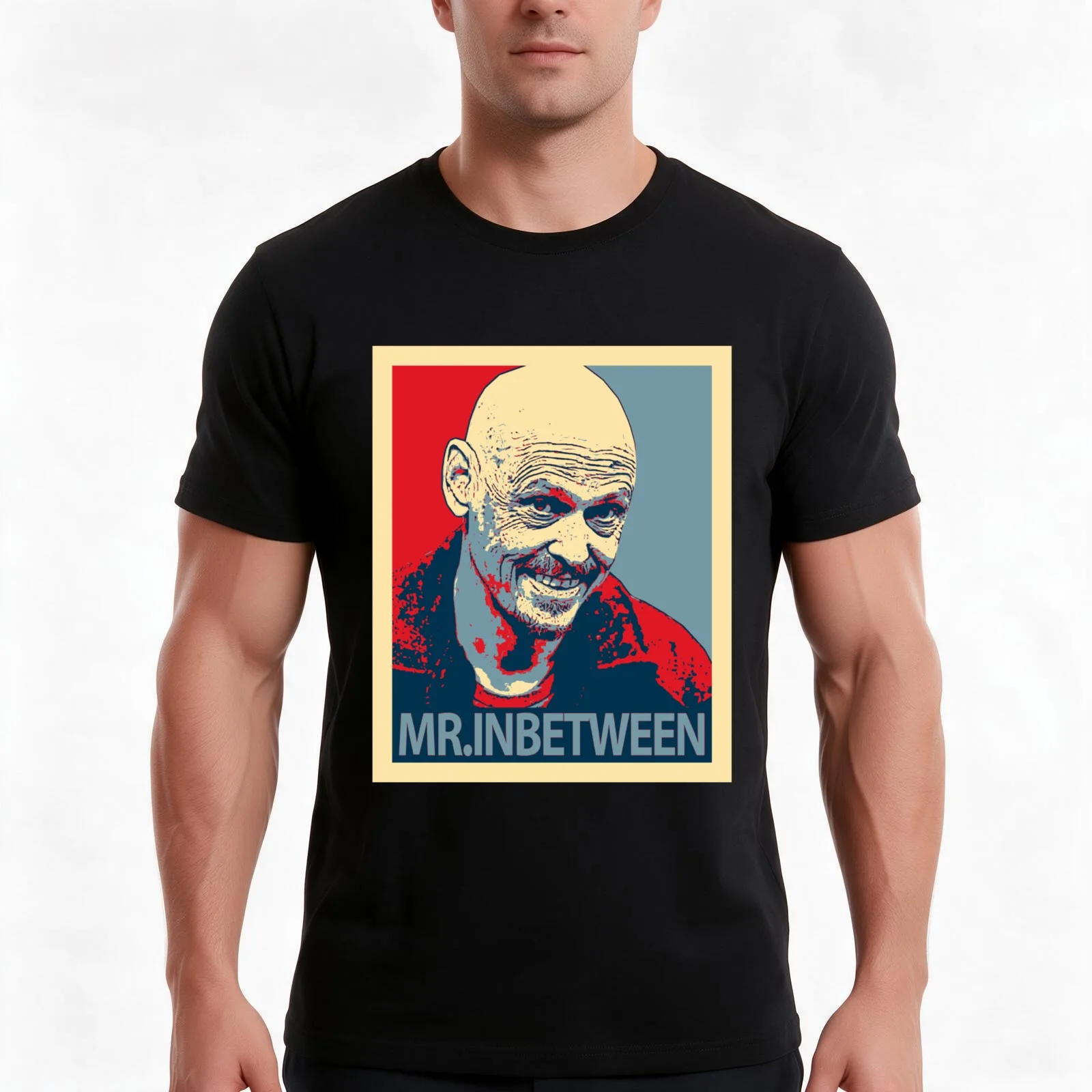 Mr Inbetween Retro T-Shirt, Funny Graphic Print Tee, Unisex Cotton Casual Short Sleeve Top
