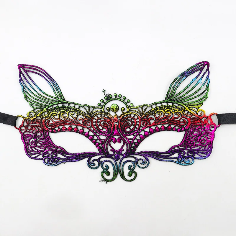 Colorful Sexy Lace Mask Gilding Club Bar Halloween Cosplay Masquerade Party Mysteriou Angel Eye Mask Nightclub Party Accessories