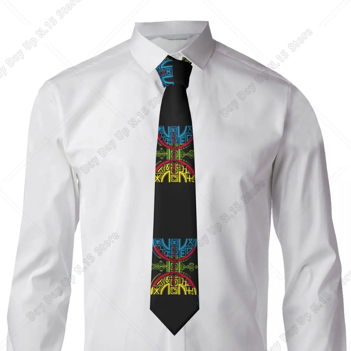 Custom Berber Flag Amazigh Symbol Tie Men's Formal Silk Tamazight Proud Necktie for Office