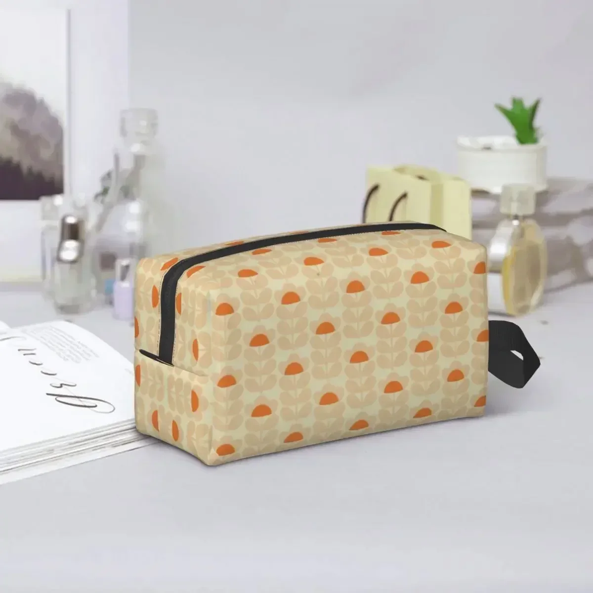 

Custom Orla---Kiely - Sweet Pea Orange Cosmetic Bag Women Cute Large Capacity Makeup Case Beauty Storage Toiletry Bags