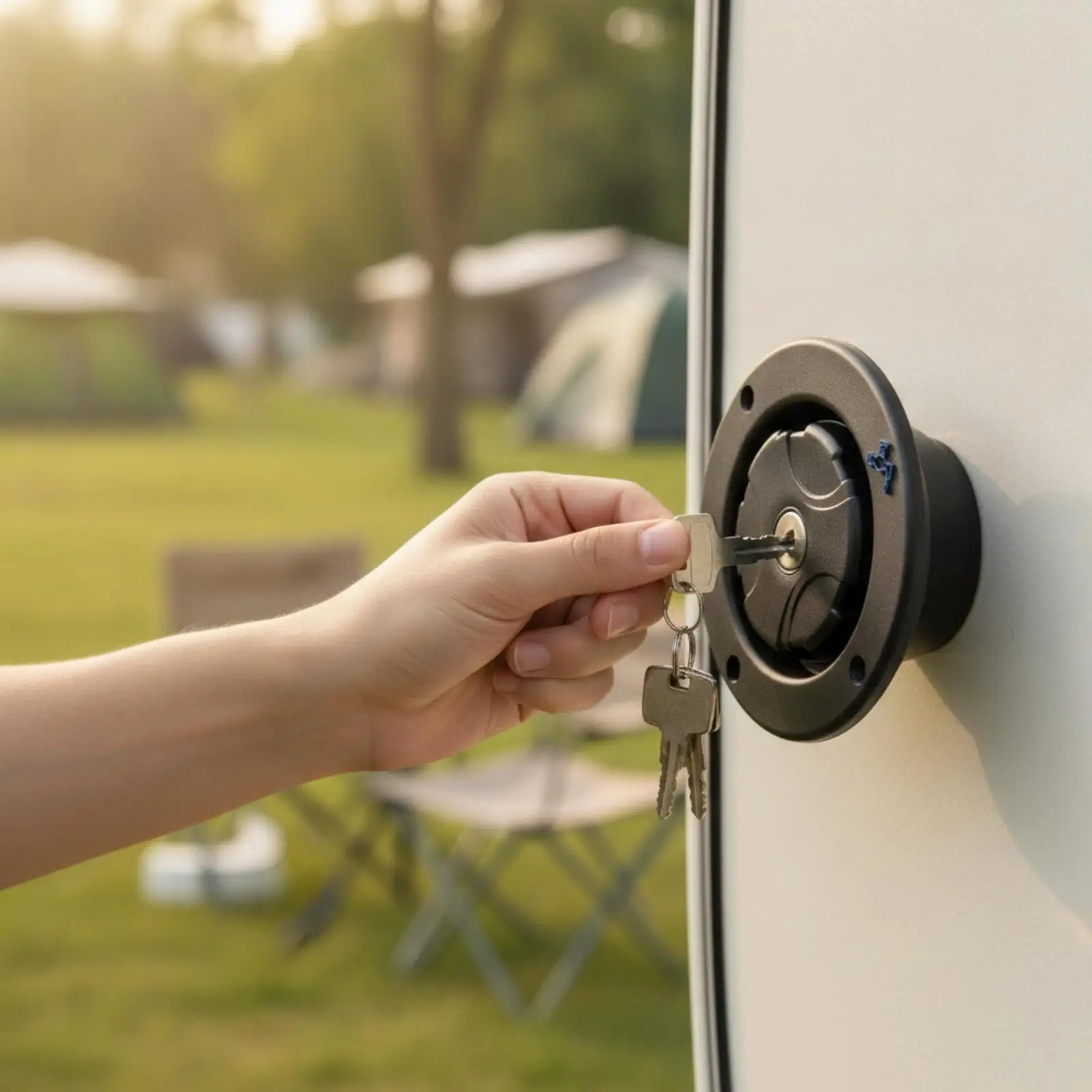 40 Mm RV Water Tank Filling Inlet Keyed Locking RV Water-Filled Inlet with Keys for Campsite Use