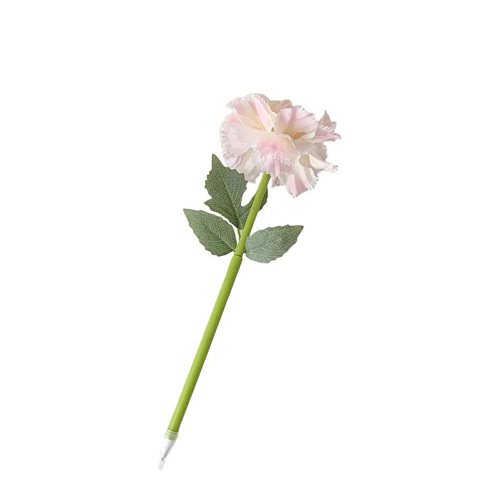 

4 шт., шариковая ручка с искусственным цветком, гвоздика, роза, подарок на день учителя, нейтральные гелевые ручки, украшение с синим чернилом, ручка для подписи