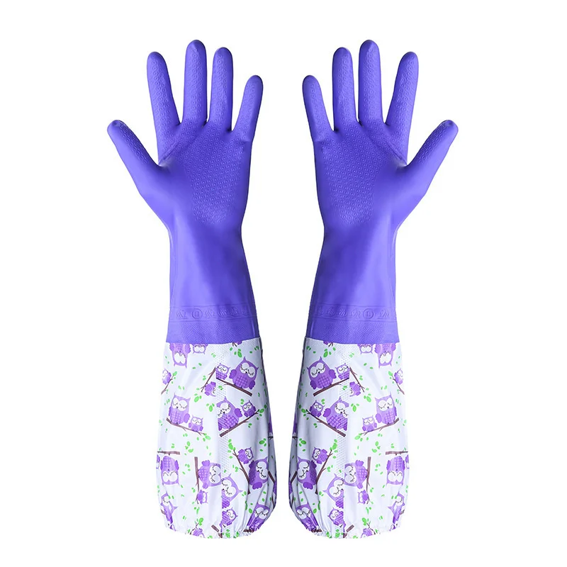 Household Cleaning Gloves Water Resistant Winter Fleece Lined Extended Thickened PVC Cuff for Dishwashing Laundry Chores