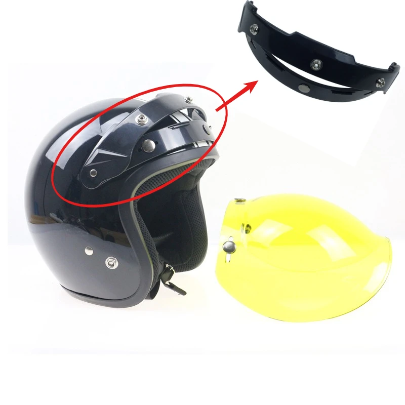 

Vintage Helmet Lens Holder, Brim 3/4 Helmet, Three-button Bracket Bubble Mirror