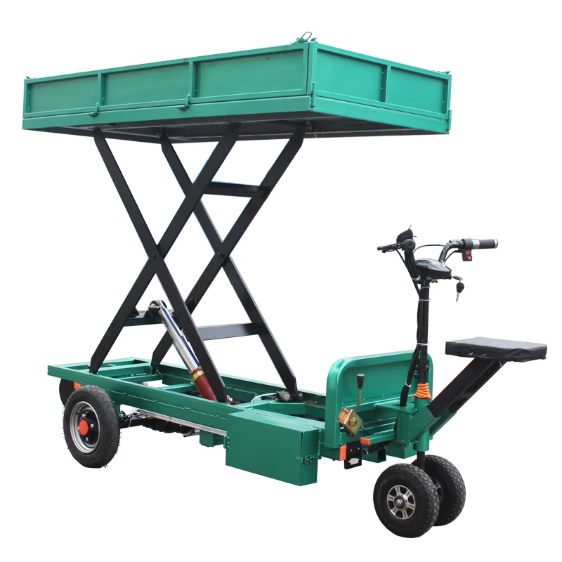 Electric flatbed truck Mobile hydraulic lifting platform Handling elevator Pull truck
