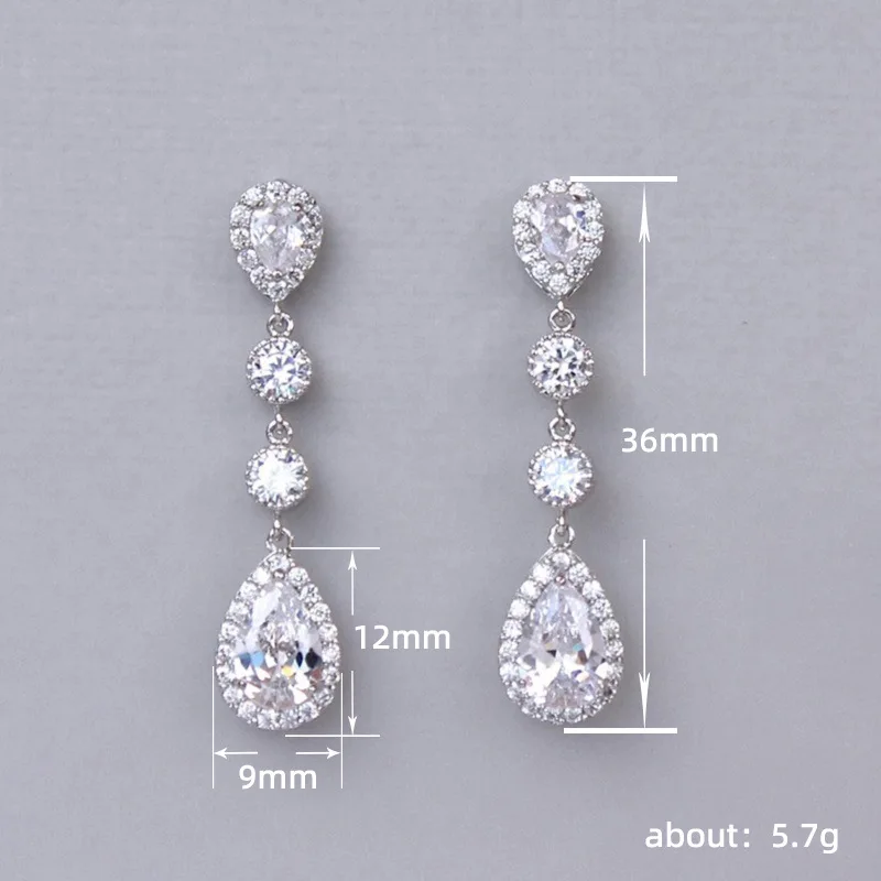Huitan Silver Color Dangle Earrings with Dazzling Cubic Zirconia Elegant Crystal Accessories for Women Fashion Versatile Jewelry