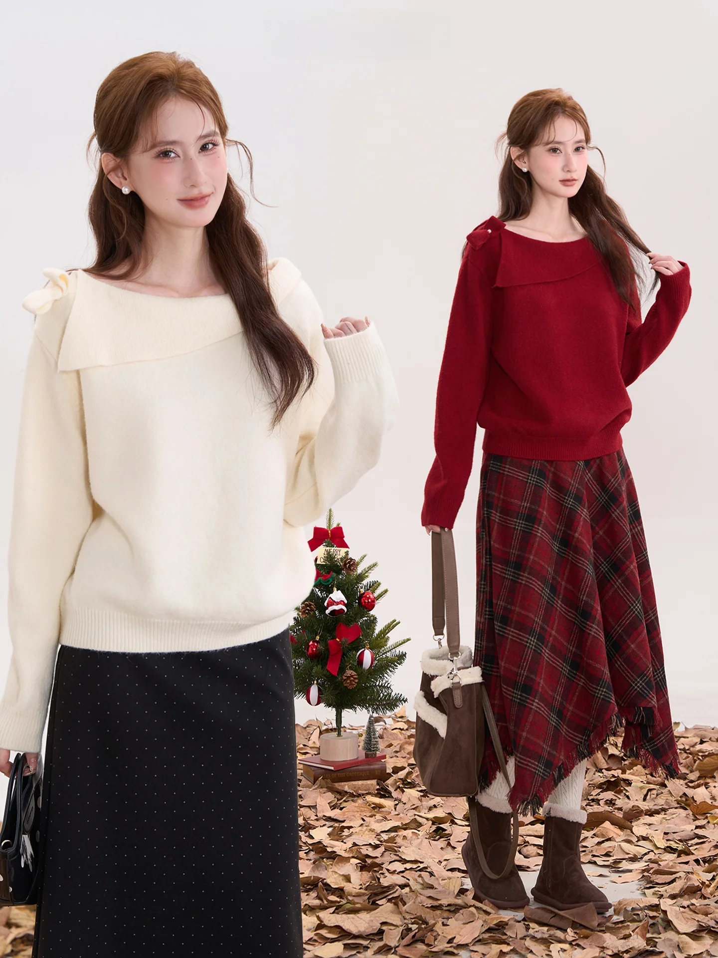 

Вязаный свитер Ele с узлами на плечах для женщин: повседневный, комфортный, теплый, с длинными рукавами, свободного кроя, однотонный, весна-осень