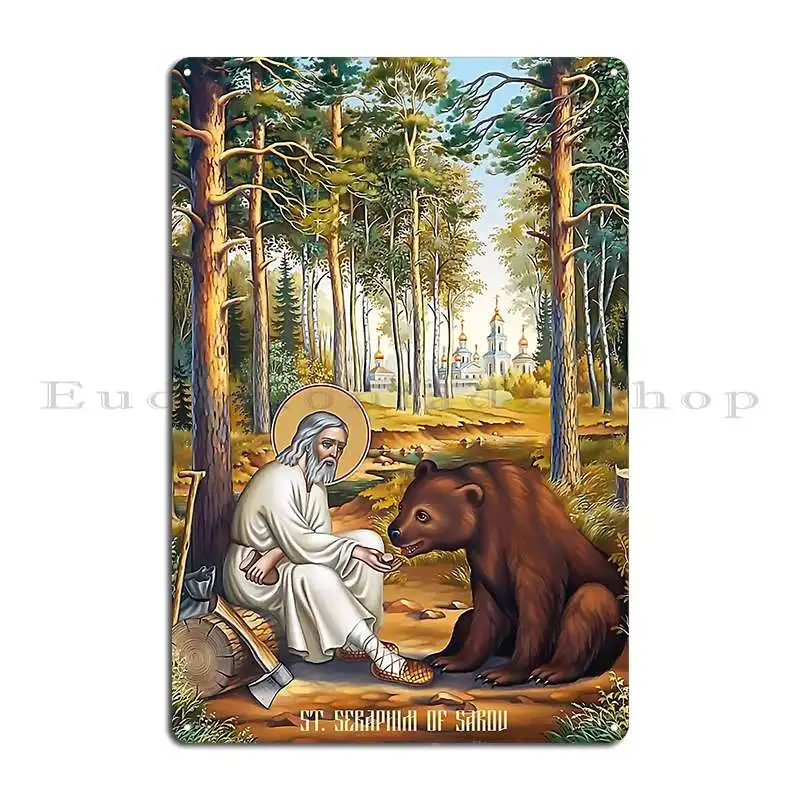 Saint Seraphim Of Sarov Christian Saint Christian Faith Gifts For Christians Metal Sign Customize Printing Cave Tin Sign Poster