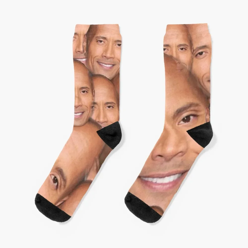 Dwayne johnson funny face ( the rock ) Socks hiphop bright garter Wholesale fashionable Mens Socks Women's