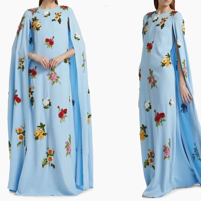 

Новое поступление 596 небесно-голубая накидка с цветами и бисером فساتين платья de fiesta فساتين سهره вечерние платья