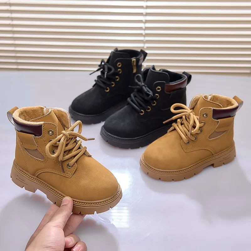 

Зимние зимние сапоги для детей, непромокаемые плюшевые ботинки из искусственной кожи, толстые теплые теплые ботинки для мальчиков и девочек, повседневная обувь для детей