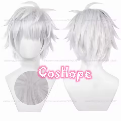 Satoru Gojo Cosplay Wig 32cm Short Fluffy Silver White Wig Cosplay Anime Cosplay Wigs Heat Resistant Synthetic Wigs