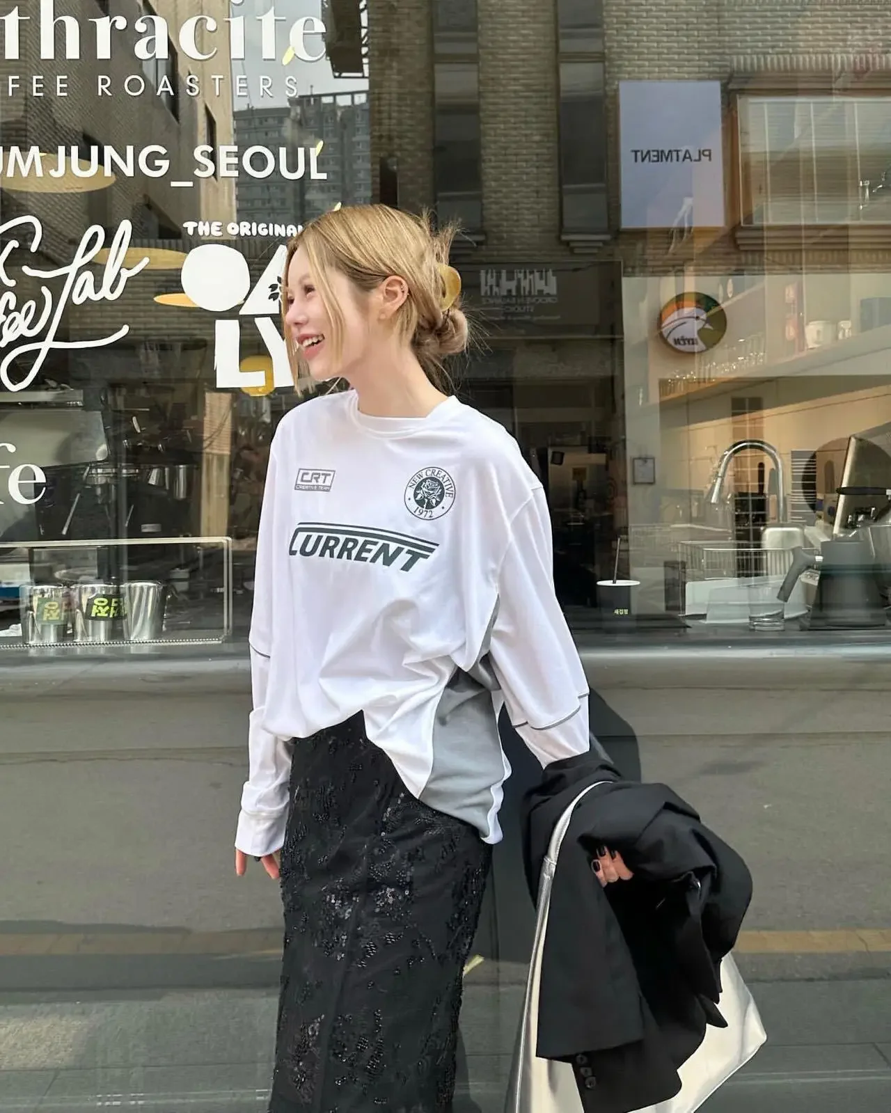 

Korean niche trendy brand ball jersey printed autumn long-sleeved T-shirt casual loose top