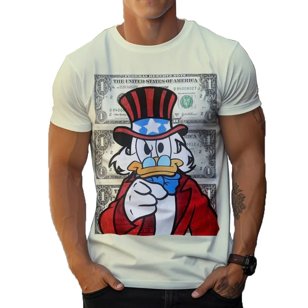 

Summer Disney Donald Duck Fun Print Men's T-shirts Cartoon Pattern Casual O-neck Loose Short Sleeve Tops Oversized Men Clothing