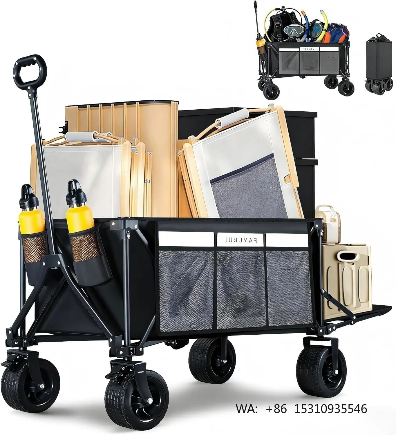 Portable Four Wheel Camping Hand Wagon Foldable Utility Wagon for Outdoor Camping