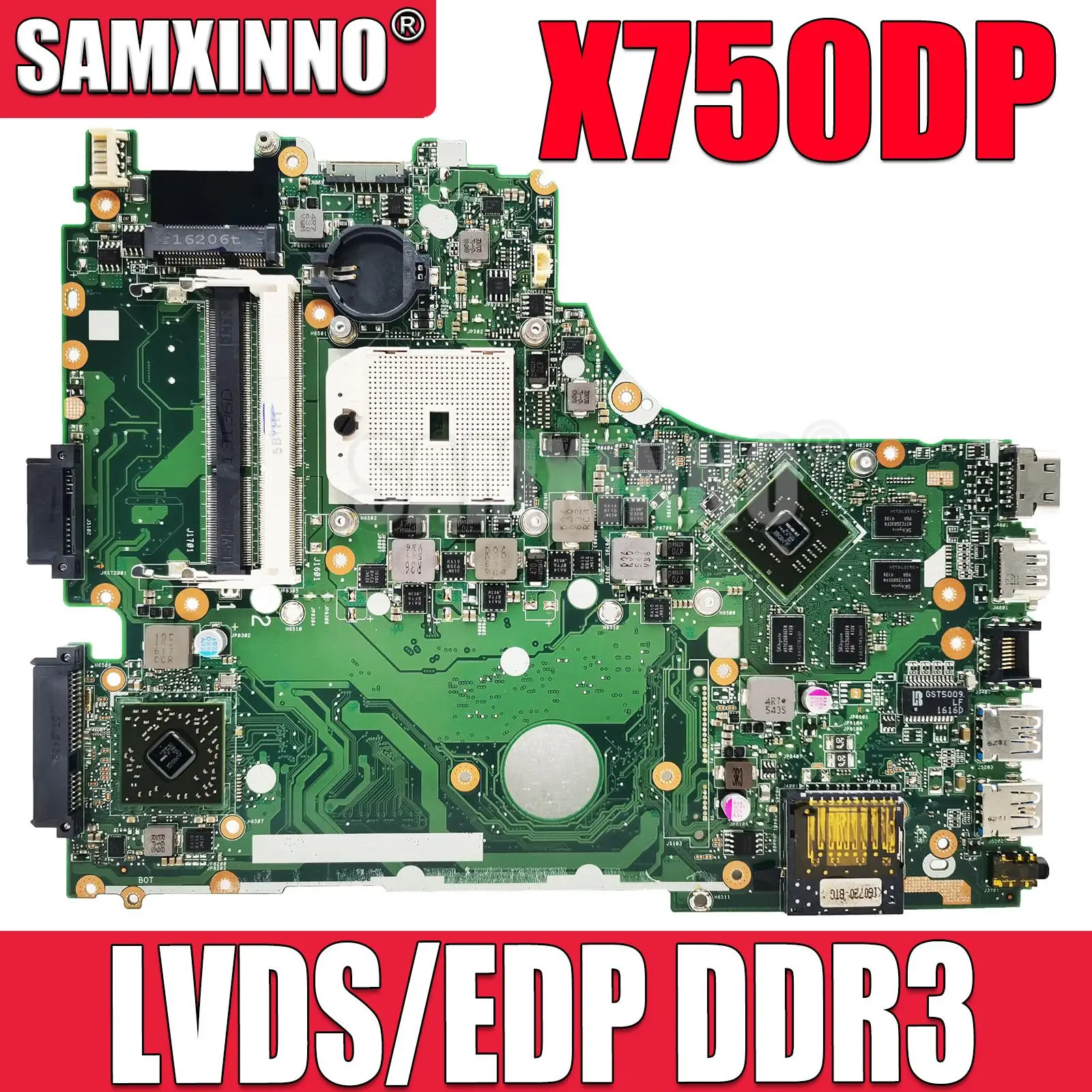 

X750DP Notebook Mainboard LVDS EDP for ASUS X550 K550D X550D K550DP X550DP X750D Laptop Motherboard rev2.0