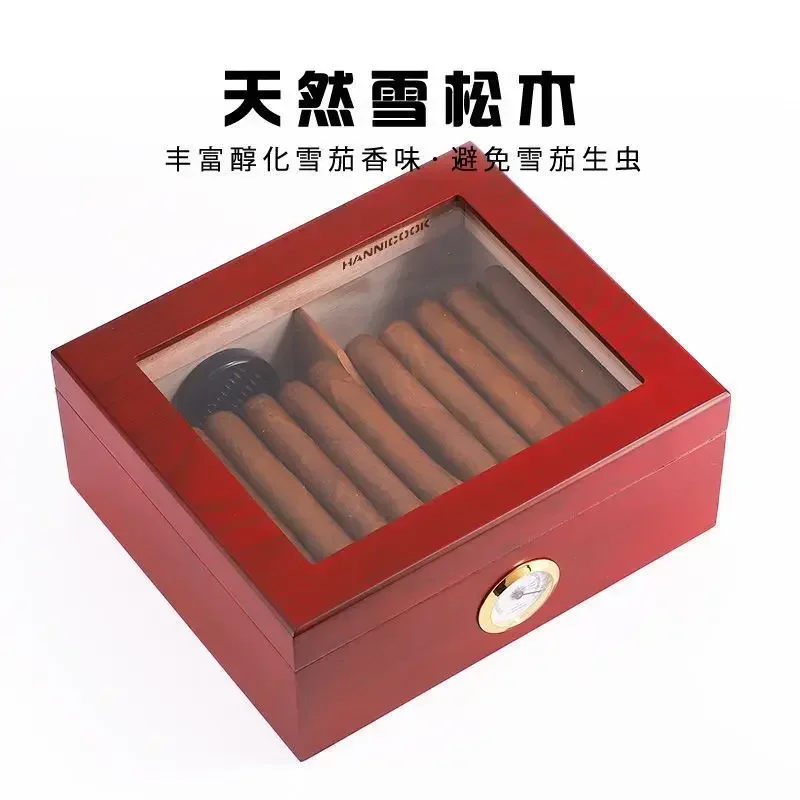 Cigar Box Large Capacity Cedar Wood  Moisturizing Box  Solid Wood Moisturizing Constant Humidity  Box