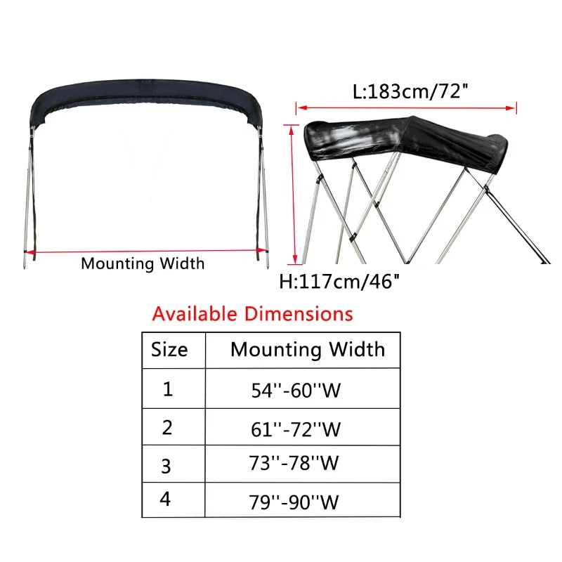 Waterproof 600D 3 Bow Bimini Top Boot Cover No Frame Yacht Boat Cover With Zipper Anti UV Dustproof Cover Marine Accessories