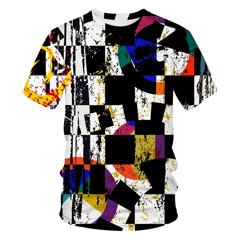 Summer Fashion Abstract Personality Men T-shirts 3D Casual Taste Trend Printing Tees Hip Hop Street Style Round Neck Loose Tops