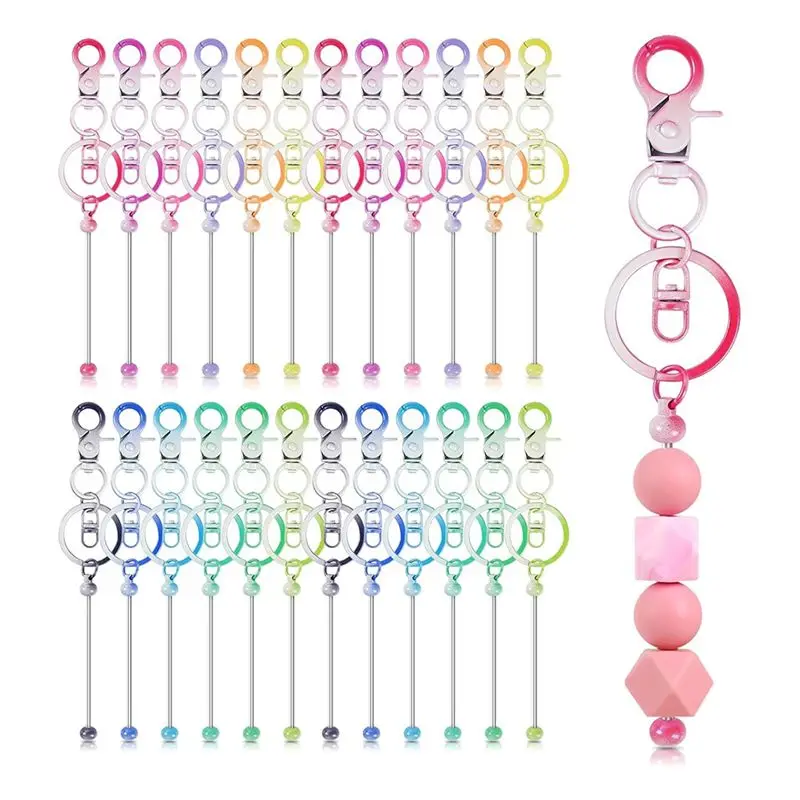 

24 шт. брелоков с бусинами, набор для самостоятельного изготовления брелоков с бусинами, для подвесок, подарков ручной работы