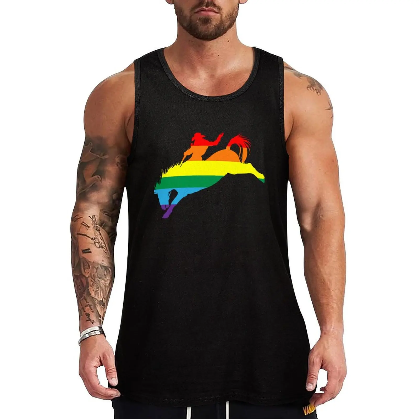 

Bronco Rider 1: Pride Flag Tank Top Beach Casual Tank Top Sleeveless Loose Fit Vacation