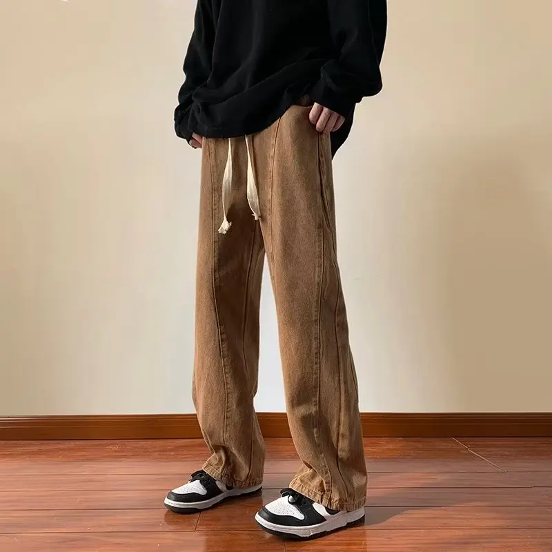 

Мужские джинсы свободного кроя в американском стиле, модные прямые брюки Haome, молодежные весенние брюки-трубы прямого кроя