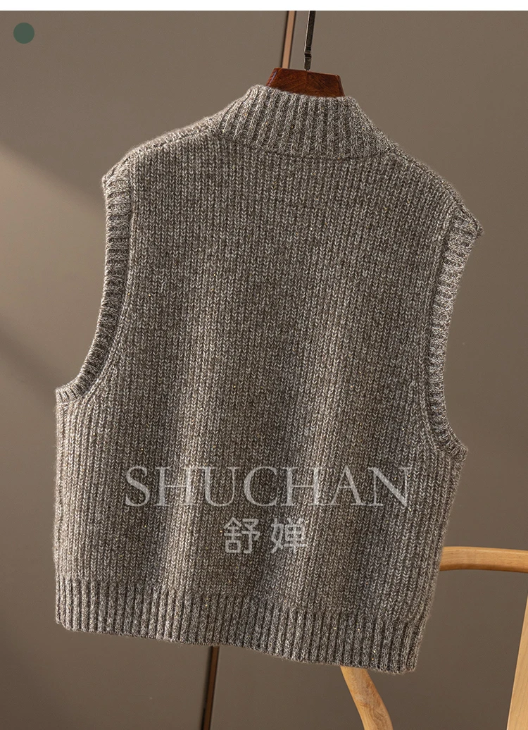 91.3% Cashmere Sweater Vest Women Knitted Vest for Women  Sweater Women 2024 Autumn Winter Sueter Mujer Invierno