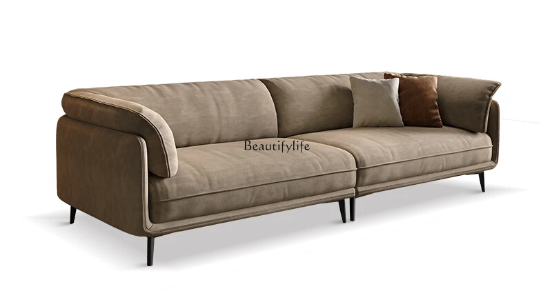 

Italian minimalist small apartment living room modern straight row three-person fabric sofa