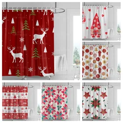 Home shower curtains bathroom Decora waterproof fabric non-slip bathmat water absorption curtain Modern nordic Merry Christmas