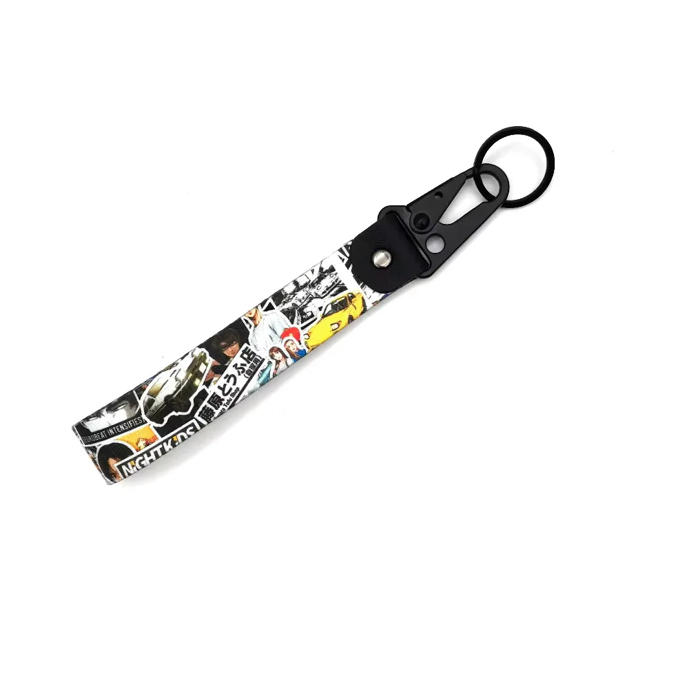 Initial D Auto Schlüsselanhänger Nylon JDM Stil Geschenk Lanyard Schlüsselanhänger Autoschlüssel Stahlfeder Clip Schlüsselanhänger Schlüsselanhänger